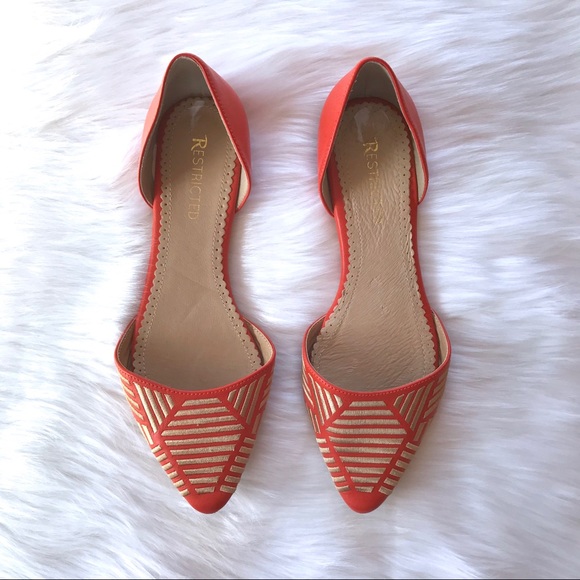 Restricted Shoes - RESTRICTED Orange Metallic Gold Stripe Boho Flats